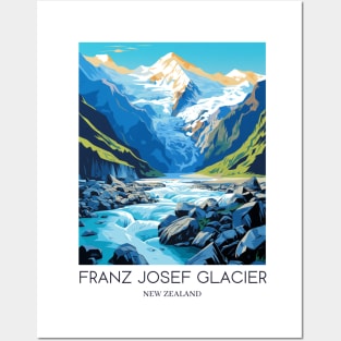 A Pop Art Travel Print of the Franz Josef Glacier - New Zealand Posters and Art